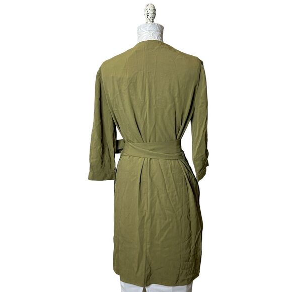Everlane Japanese GoWeave Long Sleeve Mini Wrap Dress Olive Green Women's 4 NWT - Picture 8 of 11
